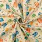 Preview: Baumwolldruck Koffer und Reise auf Beige